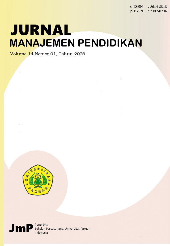 					View Vol. 14 No. 01 (2026): Jurnal Manajemen Pendidikan
				